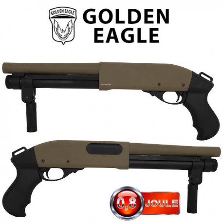 Fusil à Pompe GR 870 Tan Court Multi-Shot à Gaz Golden Eagle Full Métal