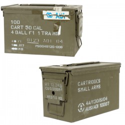 Caisse de Munitions D'occasion US Métal Cal.50/5.56 28x18x14cm
