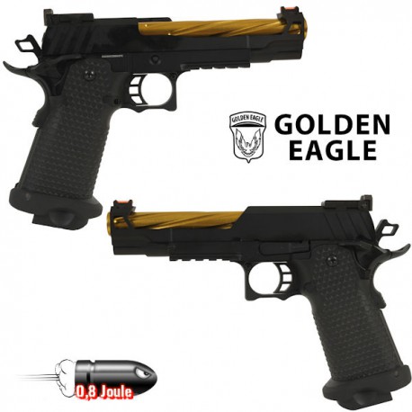 Pistolet 1911 Golden Eagle Blowback Culasse Métal Gold Livré en Mallette,  ge00036 airsoft