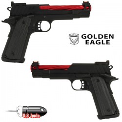 Pistolet 1911 Golden Eagle Blowback Culasse Full Métal Red Livré en Mallette