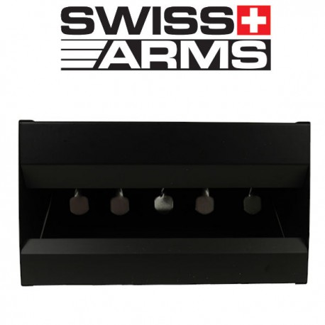 Cible Airgun Métal Swiss Arms 5 Targets avec Récupérateur, 603426 airsoft