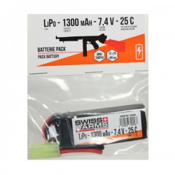 Batterie LiPo Stick 7,4v 1300 maH 25C Mini Tamyia Swiss Arms